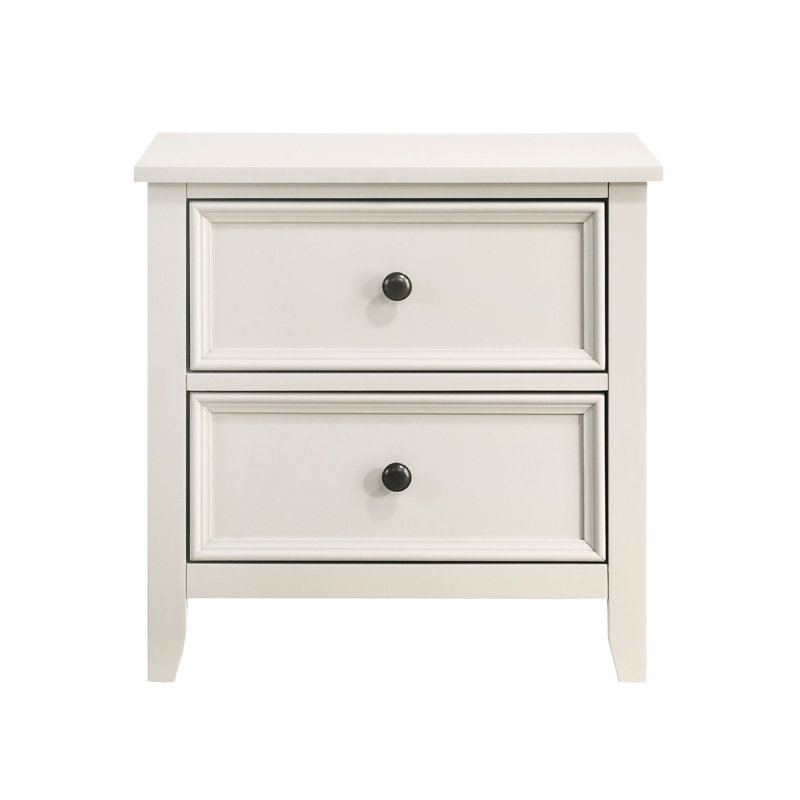 Table de chevet classique avec rangement à 2 tiroirs blancs inclus