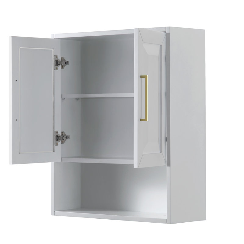 Daria Bathroom Cabinet, White/Brushed Gold Trim