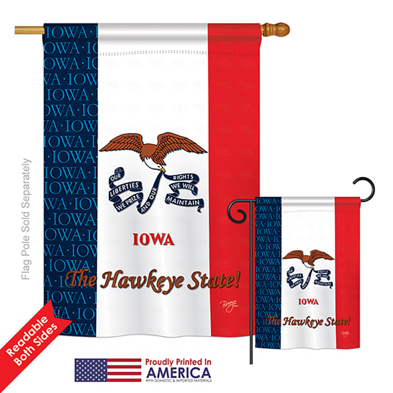 Ensemble de 2 drapeaux en polyester vertical décoratif 2 côtés iowa american statements
