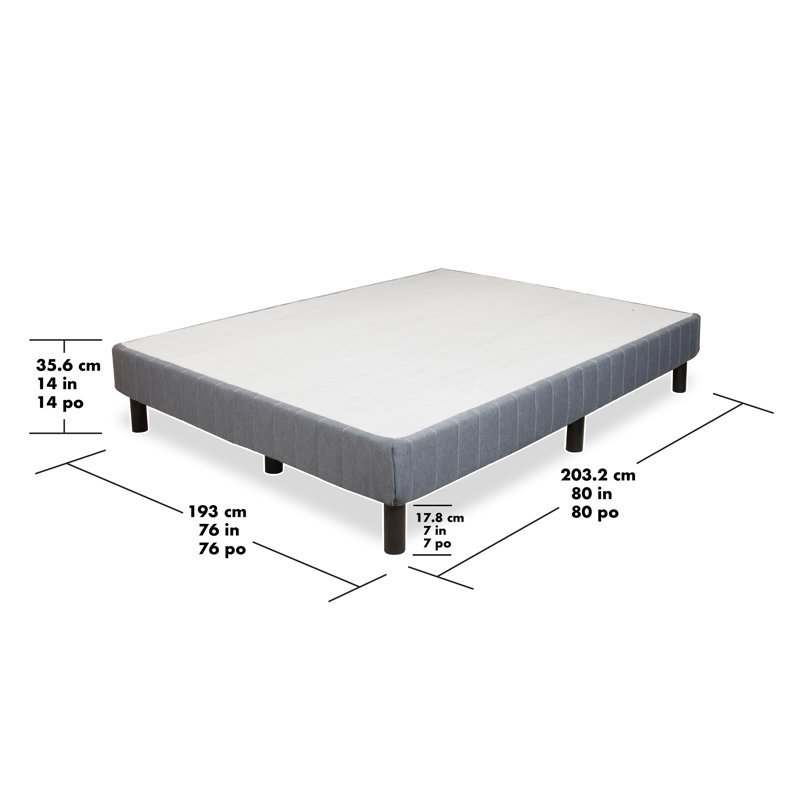 King Gray Upholstered Metal Platform Bed Frame