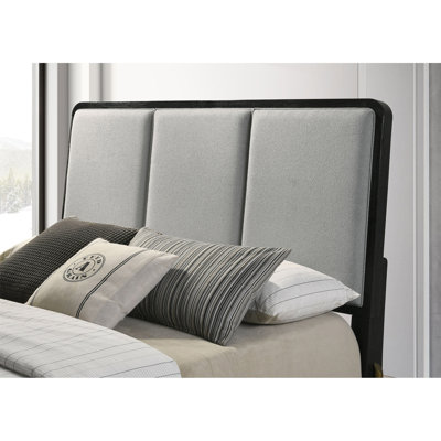 Anser Black and Grey Eastern King Panel Bed with Metal Leg