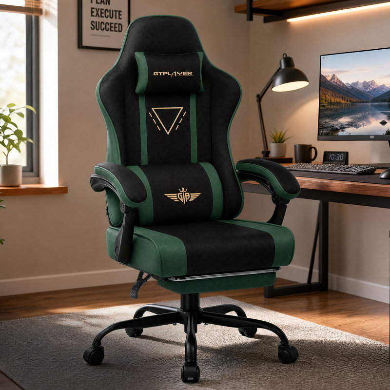 LUCKRACER PC & Racing Game Chair, Green
