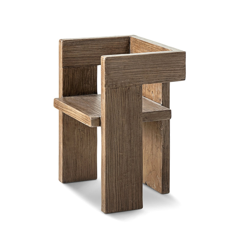 Fauteuil d'appoint sculpté en orme massif récupéré Avenel, brun moyen-foncé Heritage, Brun