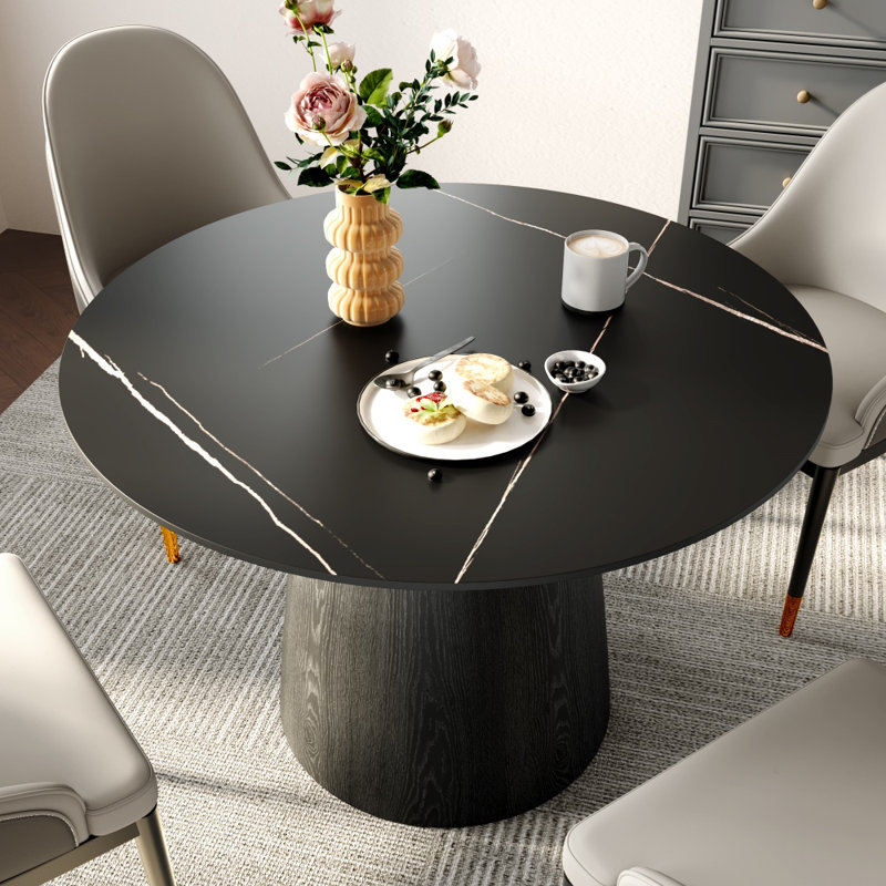 Table de salle à manger en pierre frittée de luxe pour 2 personnes, H 29,52 po x L 39,37 po x l 39,37 po