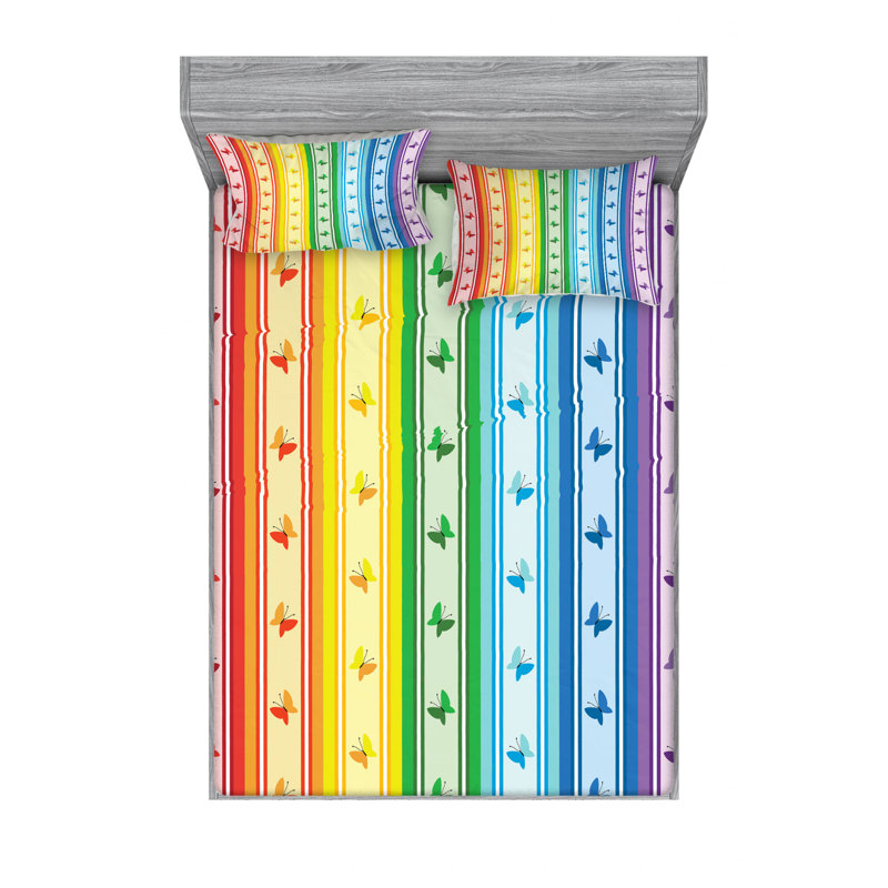 Microfiber Striped Sheet Set, Full Sheet Set with Fitted Sheet, Striped 2