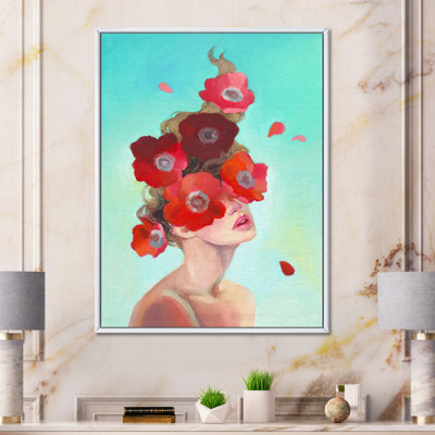 Portrait floral de femme - œuvre d'art sur toile Glam