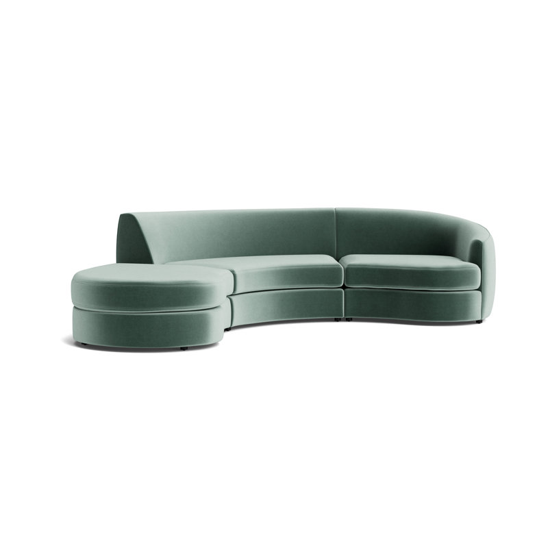 Giselle 3-Piece Right Arm Sectional, Performance Velvet - Jade