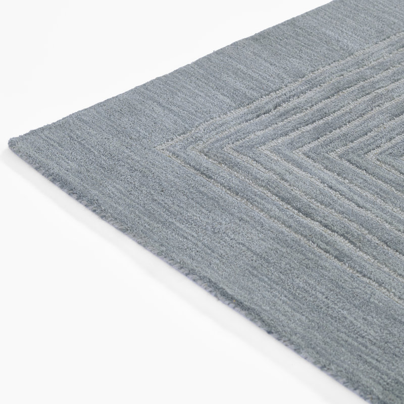 Orlie Hand Tufted Wool Geometric Area Rug in Brown, Blue, Rectangle 8' x 10'