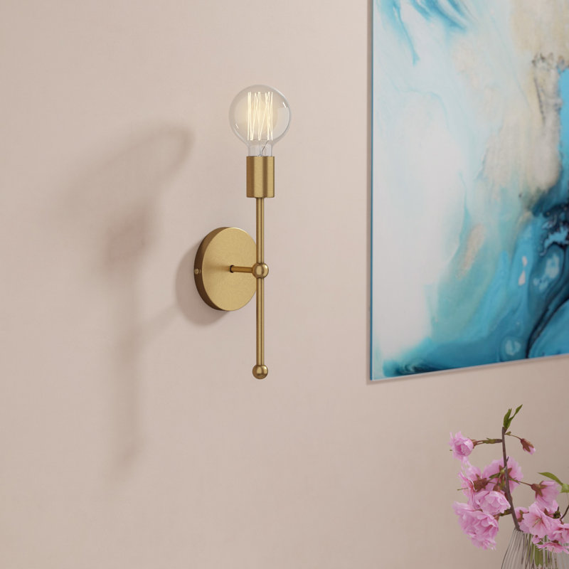 Haleigh 1-Light Dimmable Wall Sconce, Natural Brass
