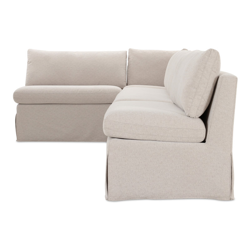 Fable Slipcover Dining Banquette U-Shape Beige 121In, 31.75" H x 139.5" W x 67.5" D, L-Shape