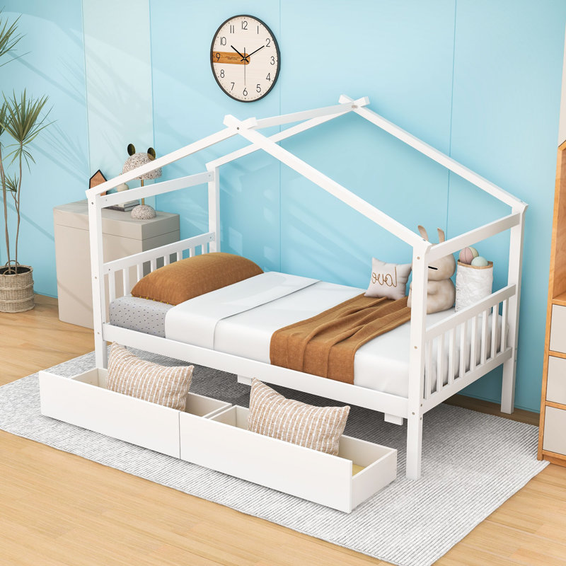 Lits 2 tiroirs Dailene par Gracie Oaks, Simple, Blanc