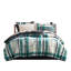 9 pièces, bleu sarcelle / noir, écossais, grand, microfibre, édredon de lit, ameublement, - articles marqués,