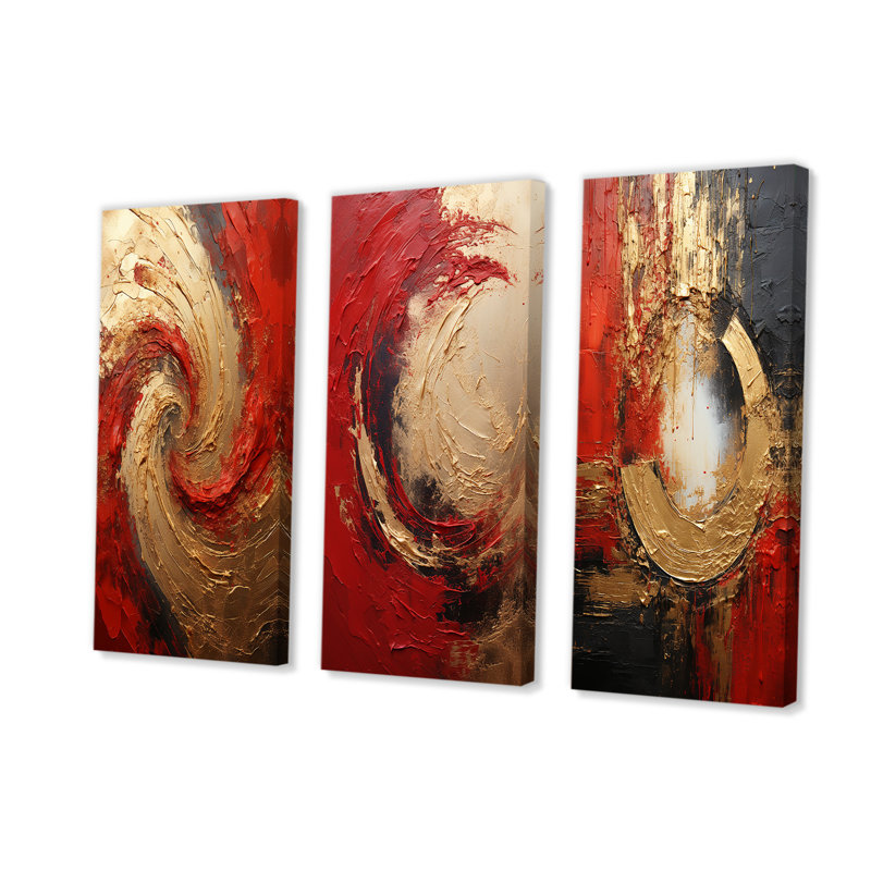 Red Gold Fusion Spiral, Wrapped Canvas, 40" H x 60" W