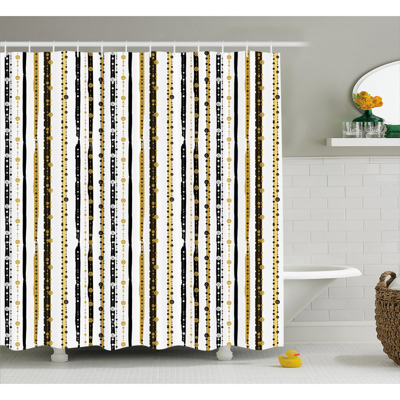 Striped Shower Curtain with Hooks Included, 69" W x 75" L