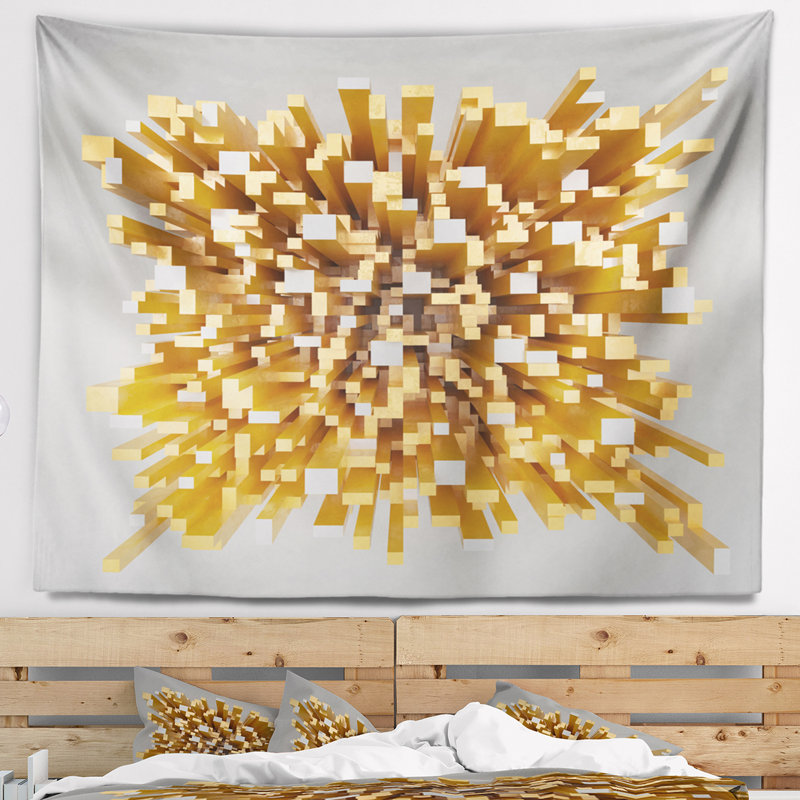 Tapisserie de conception abstract golden fragments 3d, H 50 po x l 60 po