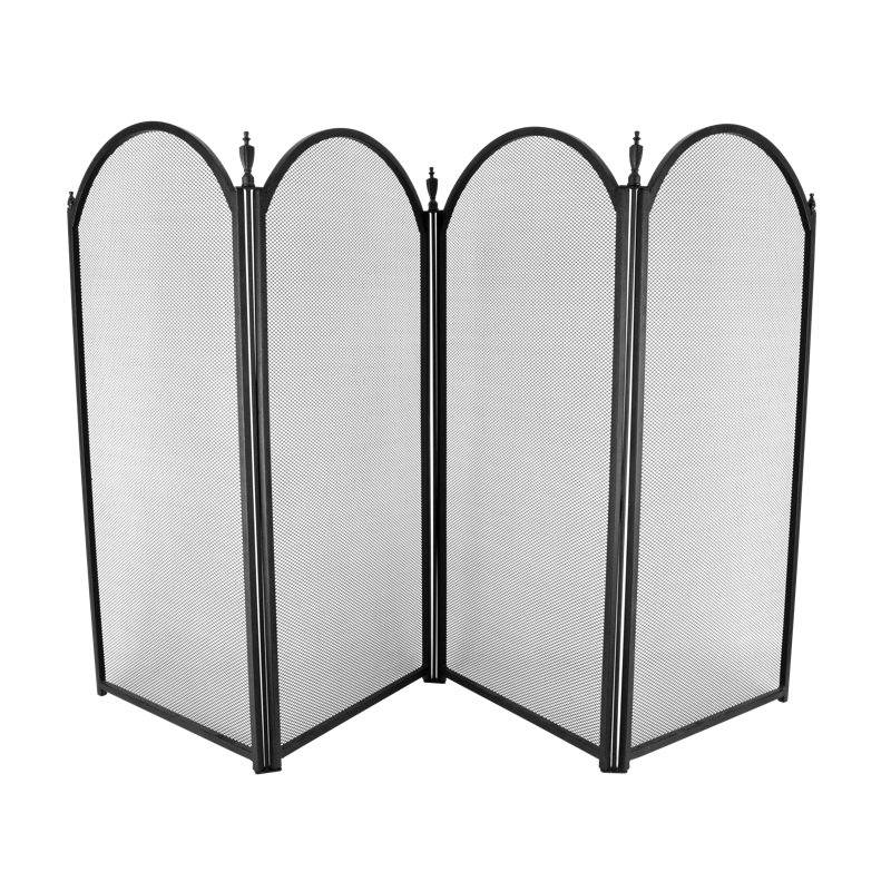 4 Panel Steel Fireplace Screen, 64cm H x 84cm W x 1cm D