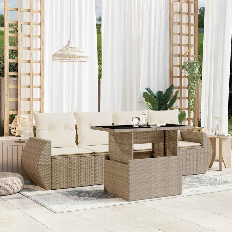 Ensemble de canapé de jardin Vidaxl Beige PE Rotin Matériaux moyens résistants aux UV