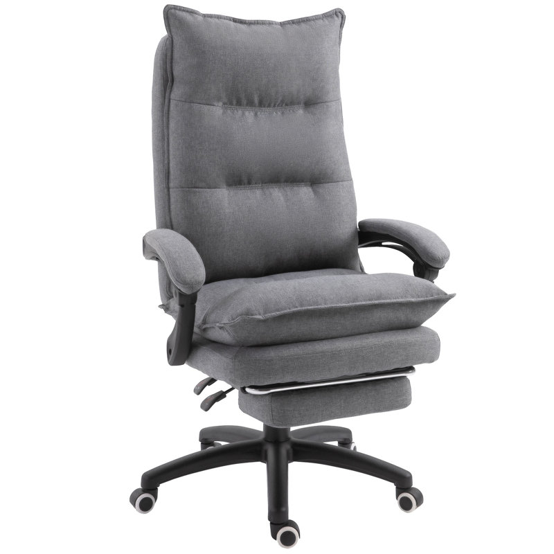 Fauteuil inclinable en tissu de style lin à hauteur réglable avec repose-pieds rétractable et double rembourrage 360 °