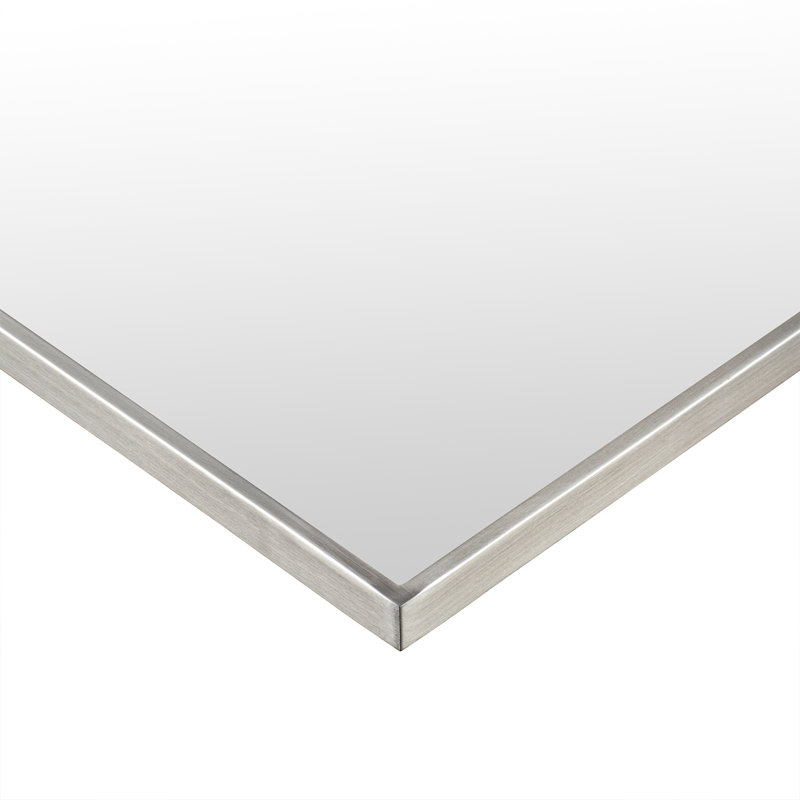 Miroir de salle de bain en nickel brossé avec coins carrés, miroir rectangulaire en acier inoxydable avec cadre en métal 36 po x 24 po