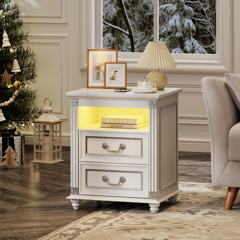 50cm W Bedside Table, White