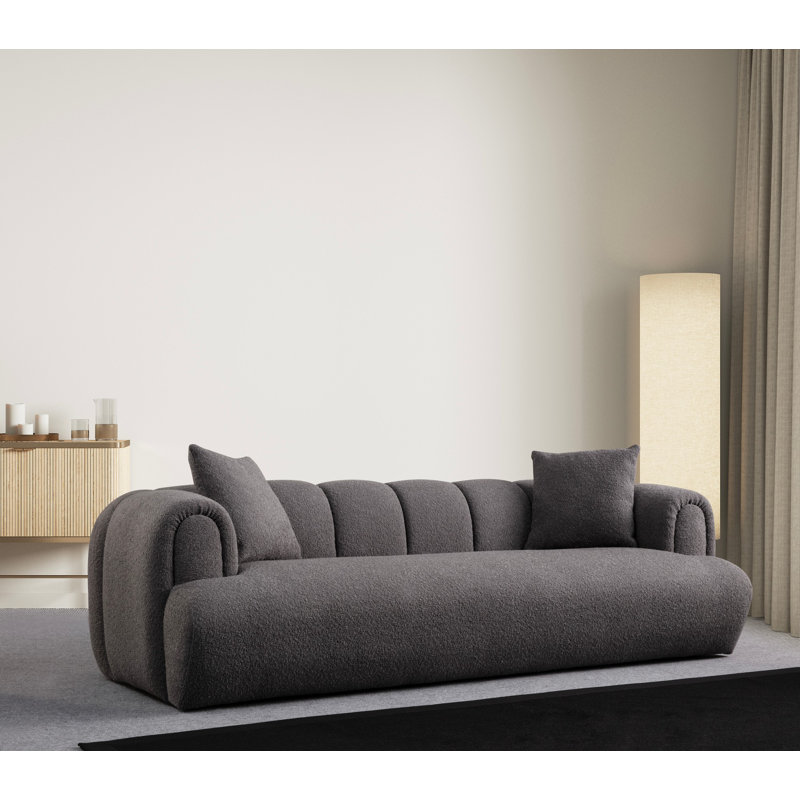 Modern 3-Seat Sofa, Anthracite Color, 100% Polyester Fabric | Dimensions: 100.4 x 45.3 x 30.3 inches | Beech Wood & Chipboard Frame, Soft 28 DNS Grey Foam, No Pillows Included | Stylish Black Plastic Legs, Perfect for Living Room