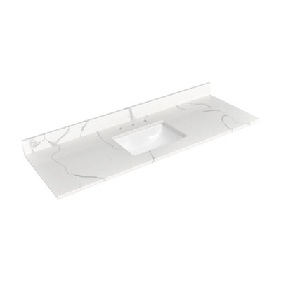 60'' Quartz Stone Single Bathroom Vanity Top With Sink（Vanity Base Not Included）