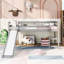 Lit mezzanine simple avec glissade, conception multifonctionnelle, gris