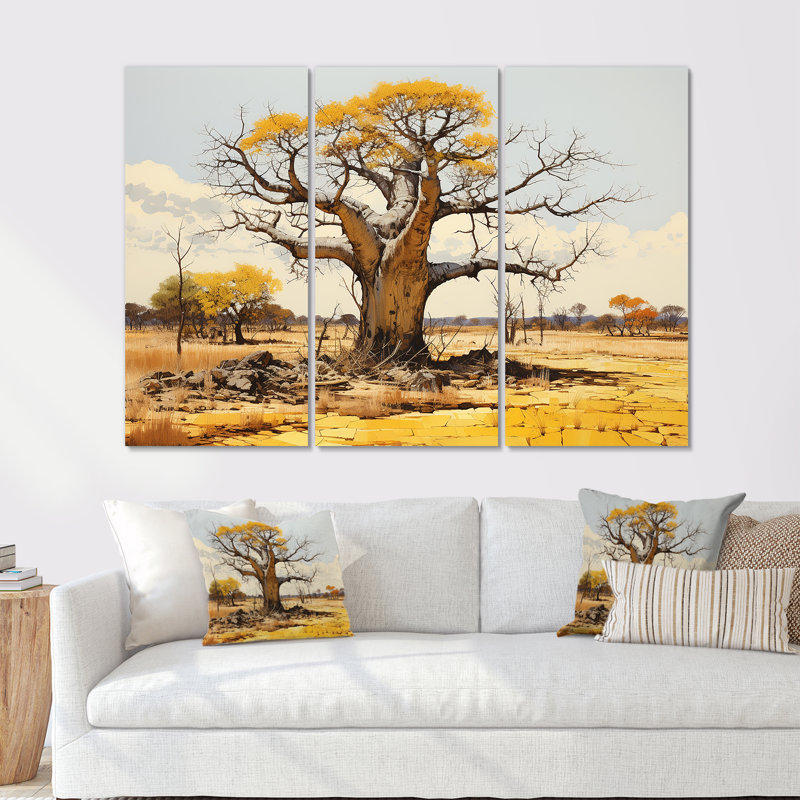 «Desert Baobabs Resistance - Tree Baobab», ensemble d'art sur toile, H 40 po x l 60 po x P 1 po
