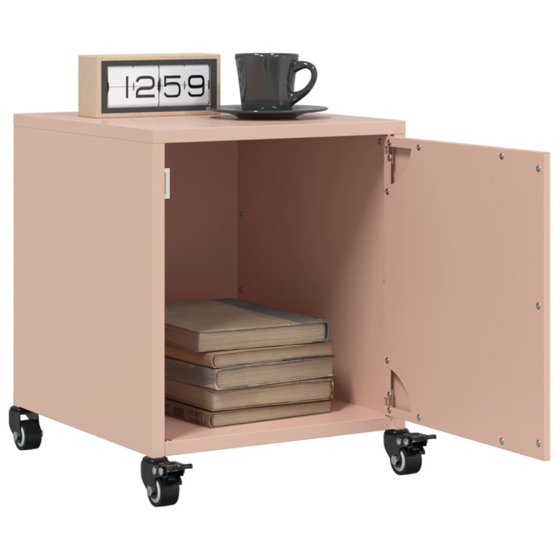 Preslei 36cm W Steel Bedside Table, Pink, Set of 2