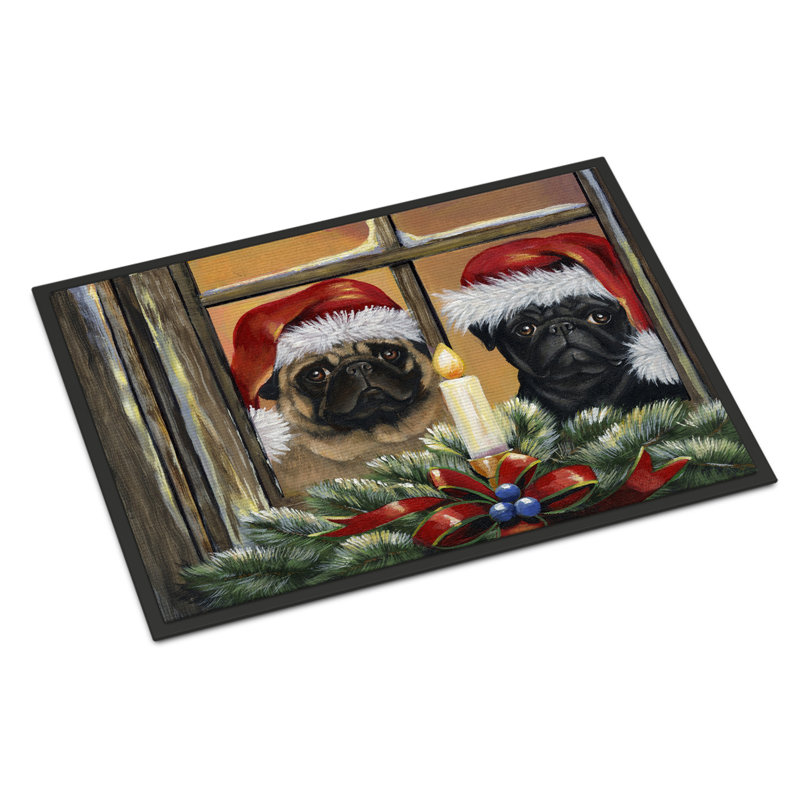Tapis d'entrée antidérapant Guerriero, Carlin excité pour Noël, L 18 po x L 27 po