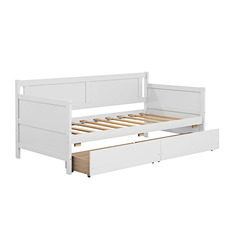 Twin Size Daybed with Two Drawers, White