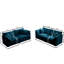 2 canapés de salon en chenille bleue Structure en bois, tissu haut, rembourrage en éponge confortable. Idéal pour le bureau à domicile, le salon 2, le revêtement, la fabrication solide, le rembourrage,