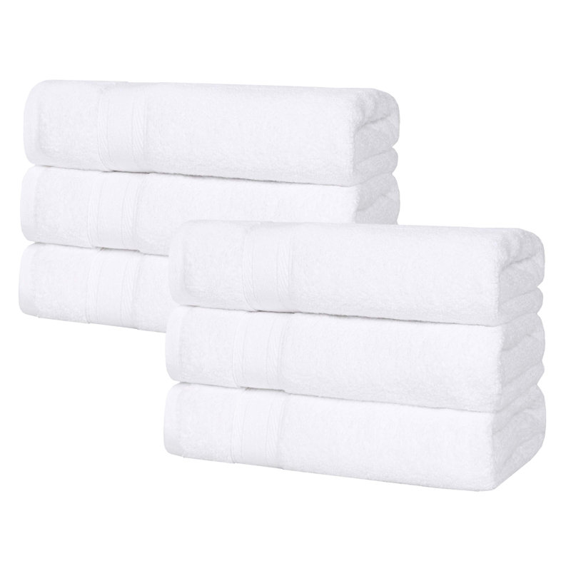 Belmont Zero Twist Cotton Medium Weight Soft Absorbent, White, Hand Towel - 6 Pack