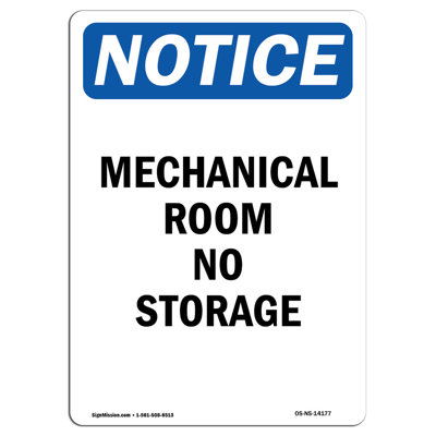 Mechanical Room No Storage Sign