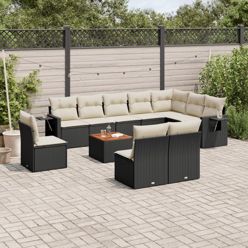 Ensemble de canapé de jardin Vidaxl noir, blanc crème