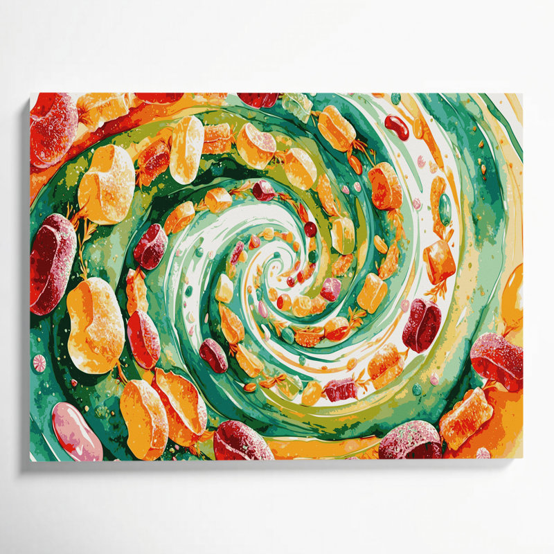 Desserts, fruits, collations, art mural sur toile brune