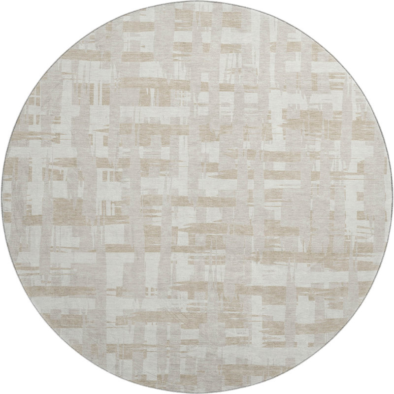 Premium Machine Washable Mayfield AMF1849 Stripes Rug, Round 8'