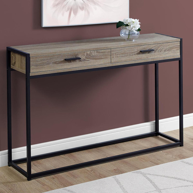 Narrow console with metal frame, Taupe