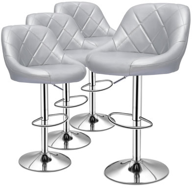 Calvyn Adjustable PU Leather Bar Stool Swivelling Counter Stool With Backrest Footrest