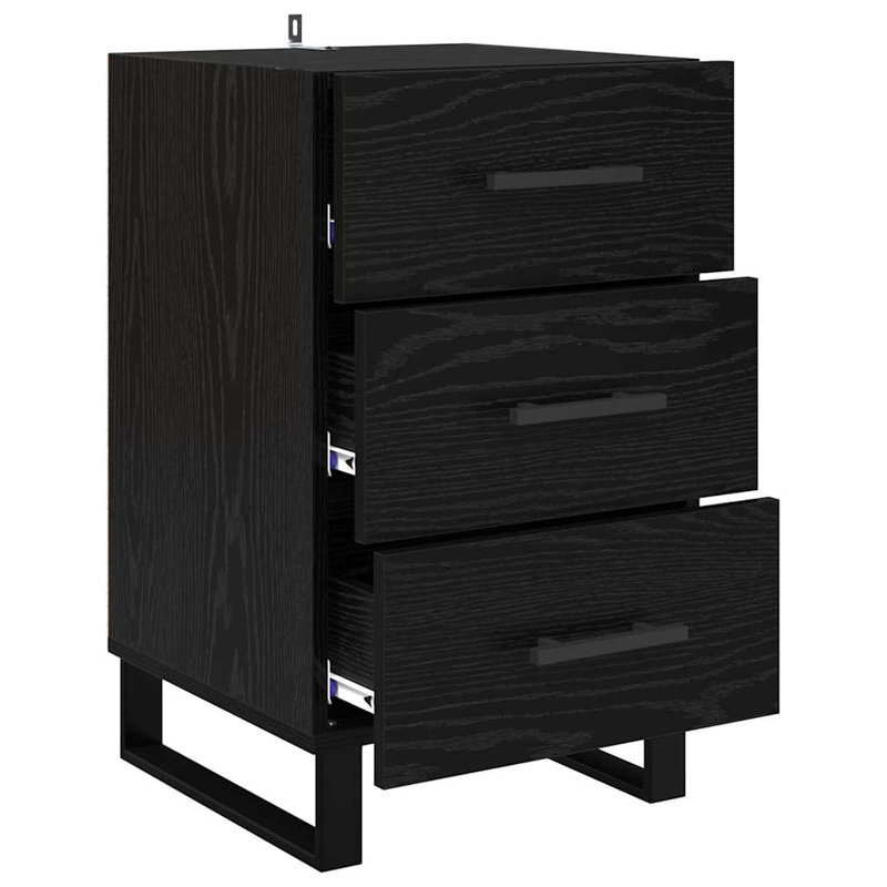 40cm W Manufactured Wood Bedside Table, Black Oak