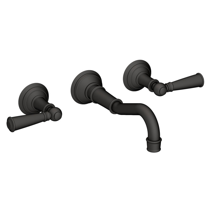 Jacobean Wall Mount Bathroom Faucet, Flat Black