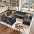 8-piece Plush Corduroy Modular Sectional Sofa With Ottoman, Comfy Deep Seat Cloud Couch, Upholstered Living Room Set