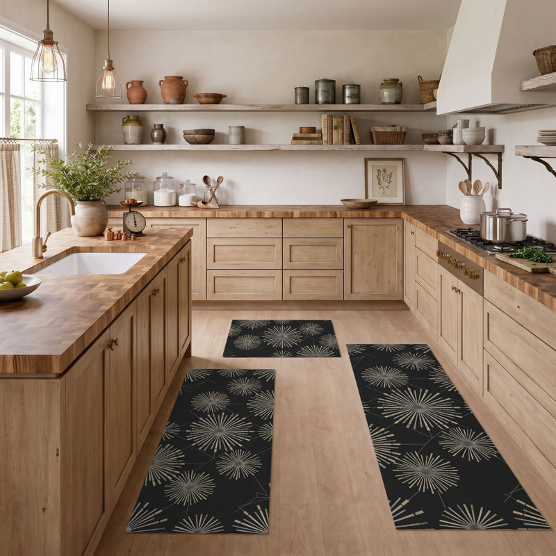 Dandelion Burst Non-Slip Washable Kitchen Mats