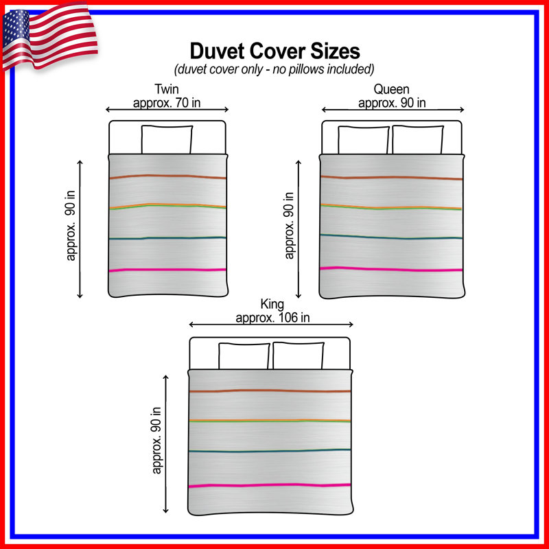 Metallic Horizontal Lines Duvet Covers, Queen