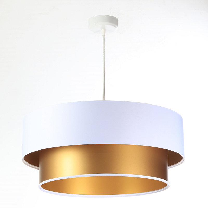 Shandra 1 - Light Black Drum Pendant, 20cm H x 50cm W x 50cm D, Coppery/Beige