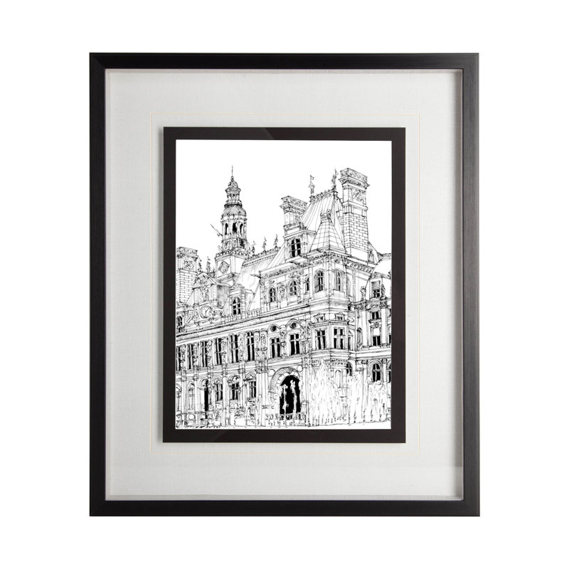 «B&W City Scene» par Melissa Wang a, reproduction d'art encadrée à la main avec passe-partout texturé, B&W City Scene VI