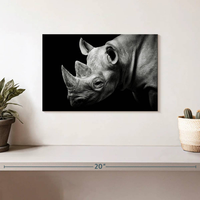 Rhino ronce en monochrome, H 8 po x l 12 po