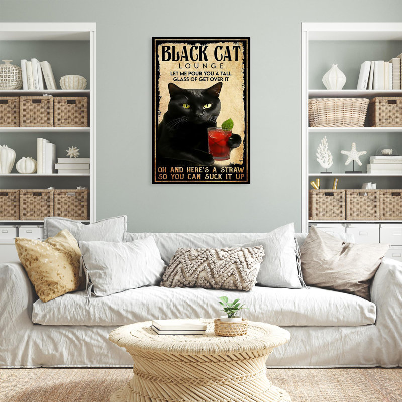 Black Cat Lounge - 1 pièce, impression sur toile tendue, H 14 po x l 11 po x P 1,25 po