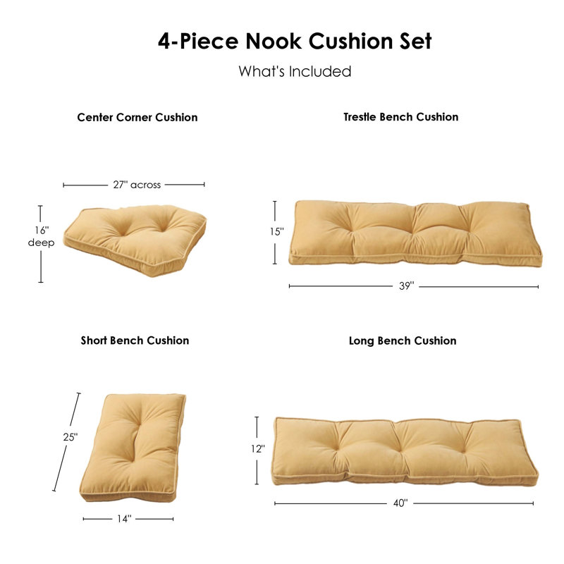 Indoor 4-Piece Nook Seat Cushion Set, Butter Cream