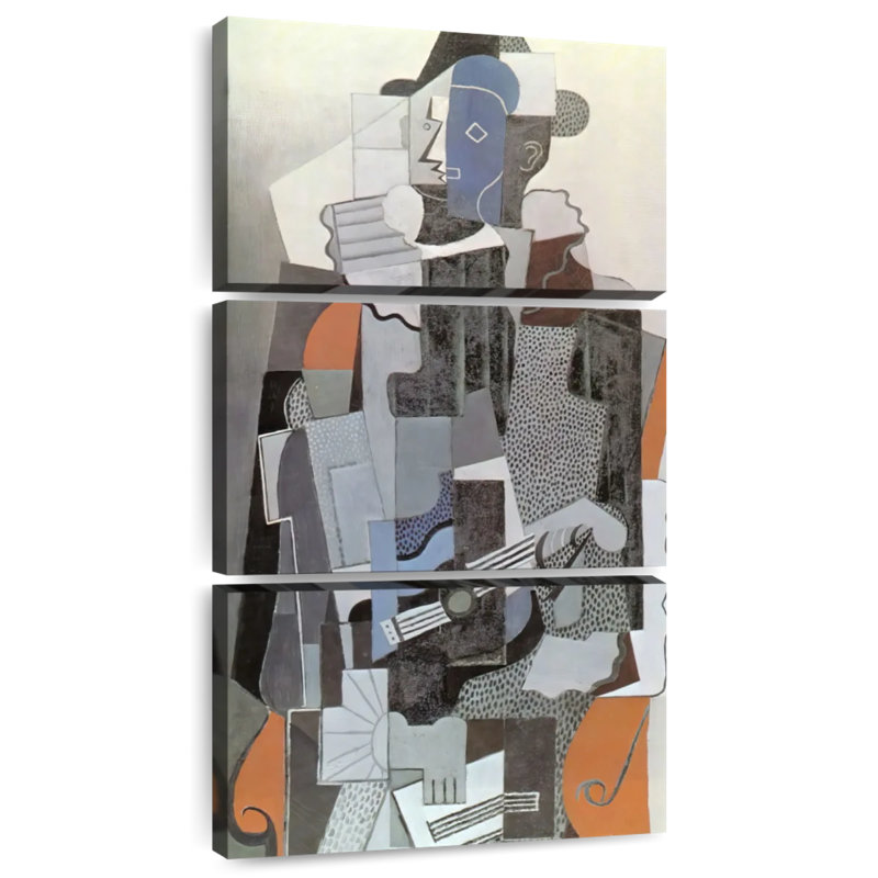 Harlequin jouant de la guitare, H 27 po x l 12 po